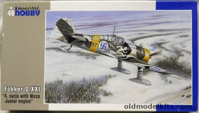 Special Hobby 1/48 Fokker D-XXI With Wasp Junior Engine - Markings For Six Different Finnish Aircraft, 48073 plastic model kit